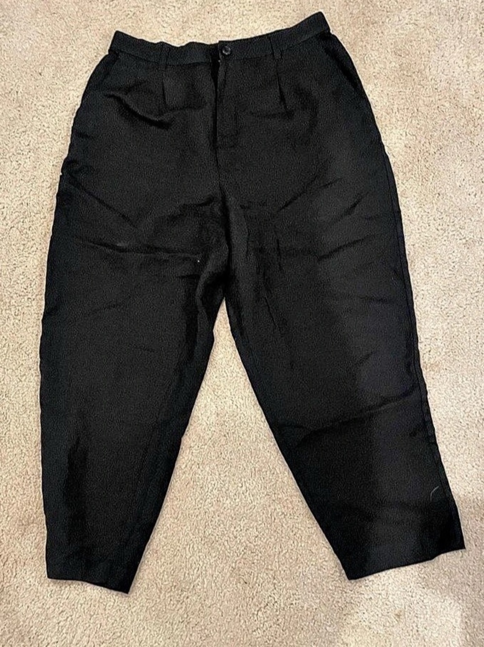 Madewell Black Linen Blend Black Pleated Trouser Size 14
